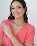 Gargantilha Elos Ovais 8 mm Ródio Branco - 45 cm