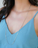 Gargantilha Longa Plaquinhas Duplas Ródio Branco