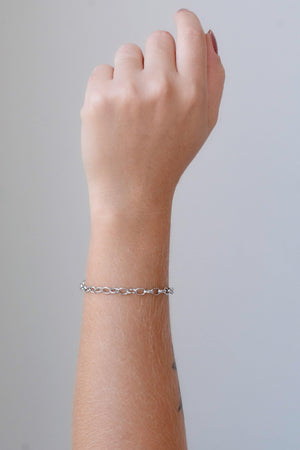 Pulseira Elos Ovais 5 mm Ródio Branco