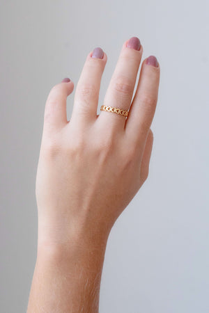 Anel Corações Vazados Tamanho 18 Banhado a Ouro 18K