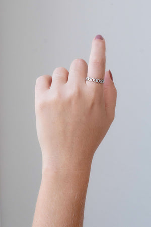 Anel Corações Vazados Tamanho 22 Ródio Branco