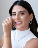 Anel Trançado Ponto de Luz Cristal Tamanho 21 Ródio Branco