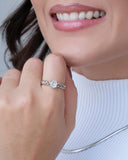 Anel Trançado Ponto de Luz Cristal Tamanho 21 Ródio Branco