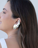 Ear Cuff Bolas Achatadas Ródio Branco