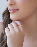 Anel Ajustável Cravejado Cristal Tamanho P Banhado a Ouro 18K