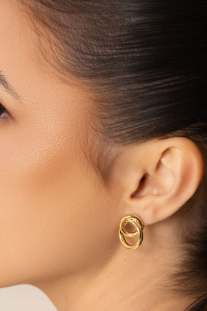 Brinco Entrelaçado Tubo Banhado a Ouro 18K