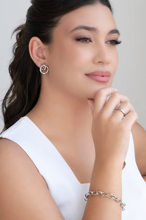 Brinco Entrelaçado Tubo Ródio Branco