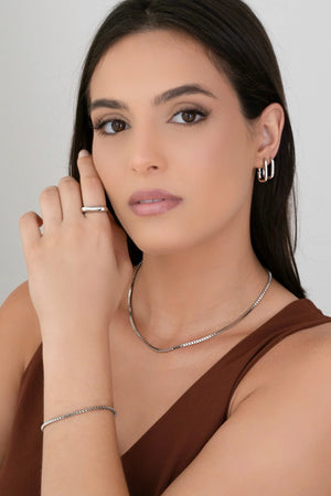 Gargantilha Veneziana 2 mm Ródio Branco