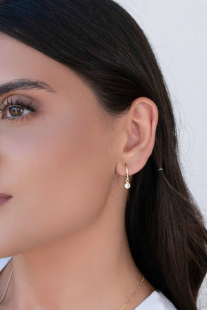 Brinco Argola Click Ponto de Luz Cristal 2.1 cm Banhado a Ouro 18K