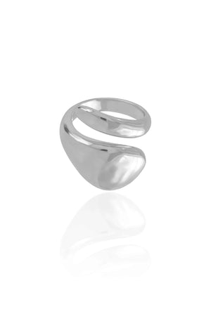 Anel Ajustável Liso Tamanho G Ródio Branco