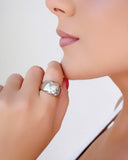 Anel Abaulado Liso Tamanho 13 Ródio Branco