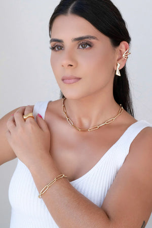 Choker Elos Ovais Banhado a Ouro 18K