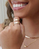 Anel Ajustável Dois Filetes Liso Tamanho G Banhado a Ouro 18K