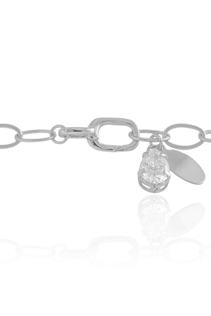 Gargantilha Elos Ovais Gota Zircônia Ródio Branco