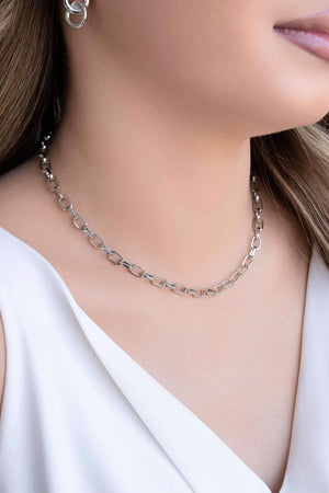 Gargantilha Elos Lisos Ródio Branco