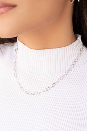 Choker Elos Ovais 5 mm Ródio Branco
