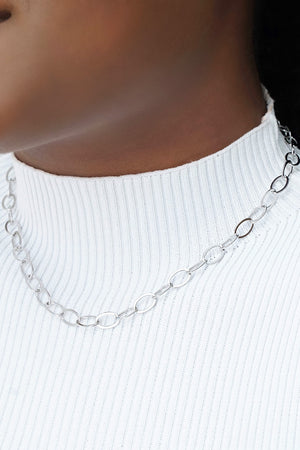 Choker Elos Ovais 7 mm Ródio Branco