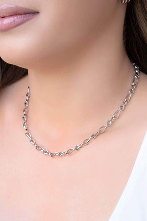 Choker Elos Torcidos Ródio Branco