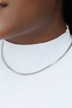 Choker Malha Esteira 3 mm Ródio Branco
