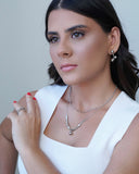 Anel Bolinhas em X Tamanho 16 Ródio Branco