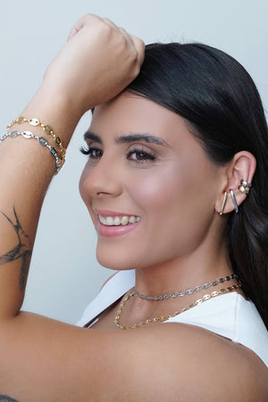 Piercing Detalhado Liso Banhado a Ouro 18K