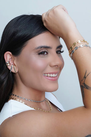 Piercing Detalhado Liso Ródio Branco