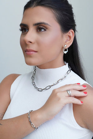 Gargantilha Elos Ovais 9 mm Ródio Branco