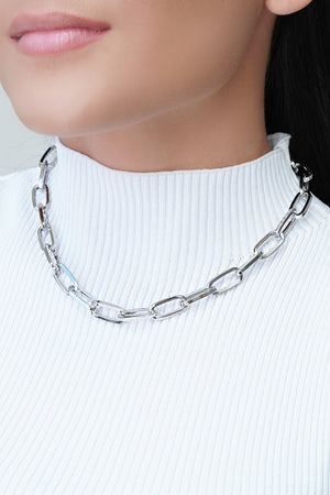 Gargantilha Elos Ovais 9 mm Ródio Branco