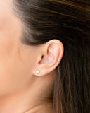 Brinco Ponto de Luz Cravação Inglesa Cristal 5 mm Banhado a Ouro 18K