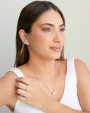 Conjunto Ponto de Luz Cravejado Cristal Ródio Branco