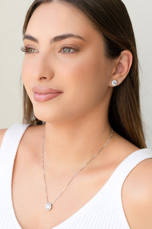 Conjunto Ponto de Luz Cravejado Cristal Ródio Branco