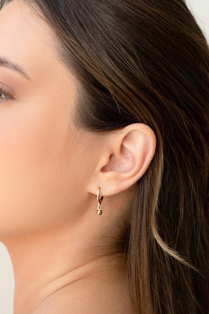 Brinco Argola Click Bolinha Lisa Banhado a Ouro 18K