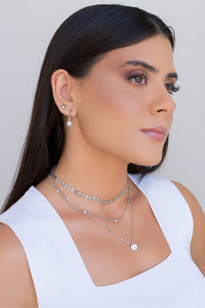 Gargantilha Veneziana Ponto de Luz Cristal Ródio Branco