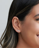 Ear Cuff Corações Ródio Branco