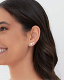 Brinco Pérola Achatada 8 mm Ródio Branco