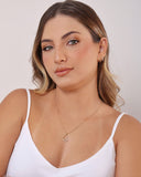 Gargantilha Coração Mãe Cravejado Cristal Banhado a Ouro 18K - 45 cm