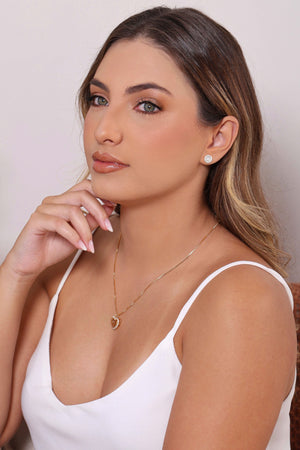 Gargantilha Coração Filho Menina Cristal Banhado a Ouro 18K - 45 cm