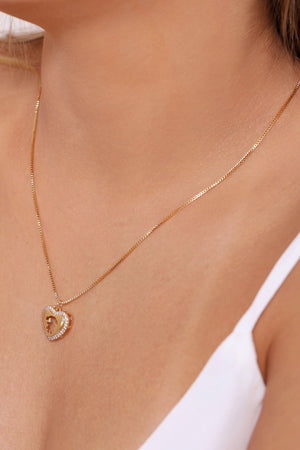 Gargantilha Coração Filho Menina Cristal Banhado a Ouro 18K - 45 cm