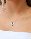 Gargantilha Coração Filho Menina Cristal Ródio Branco - 45 cm