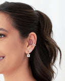 Brinco Argola Click Flor Cravejado Zircônia 1.7 cm Ródio Branco