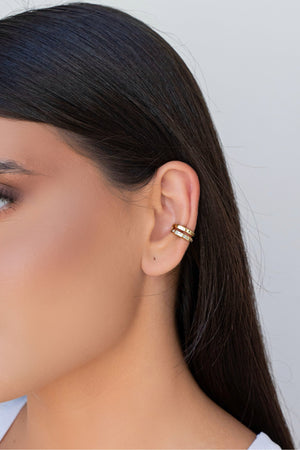 Piercing Dois Filetes Cravejado Cristal Banhado a Ouro 18K