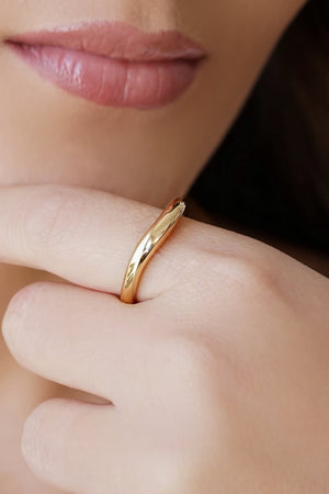 Anel Ajustável Liso Tamanho G Banhado a Ouro 18K