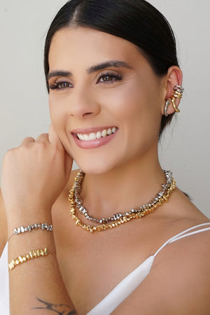 Piercing Dois Filetes Orgânico Ródio Branco