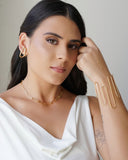 Ear Hook Dois Filetes Lisos Banhado a Ouro 18K