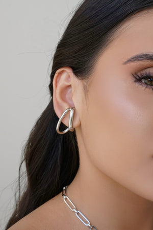 Ear Hook Dois Filetes Lisos Ródio Branco