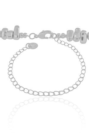 Choker Cascalhos Lisos Ródio Branco