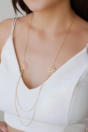 Gargantilha Longa Elos Americanos Redondo Entrelaçado Banhado a Ouro 18K