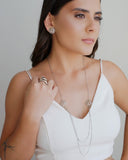 Gargantilha Longa Elos Americanos Redondo Entrelaçado Ródio Branco