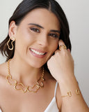 Gargantilha Elos Portugueses Orgânico Vazado Banhado a Ouro 18K