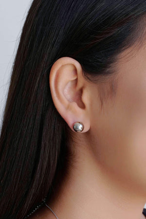 Brinco Bola Lisa 10 mm Ródio Branco